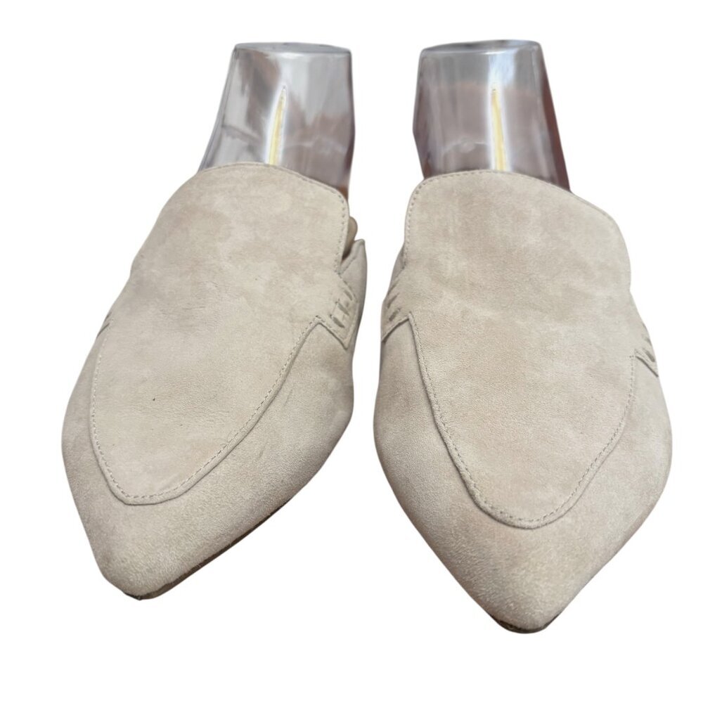 STEVE MADDEN Scip Suede Mules Flats Creamy Beige Pointed Toe Size 9.5 Slip On - Picture 2 of 10